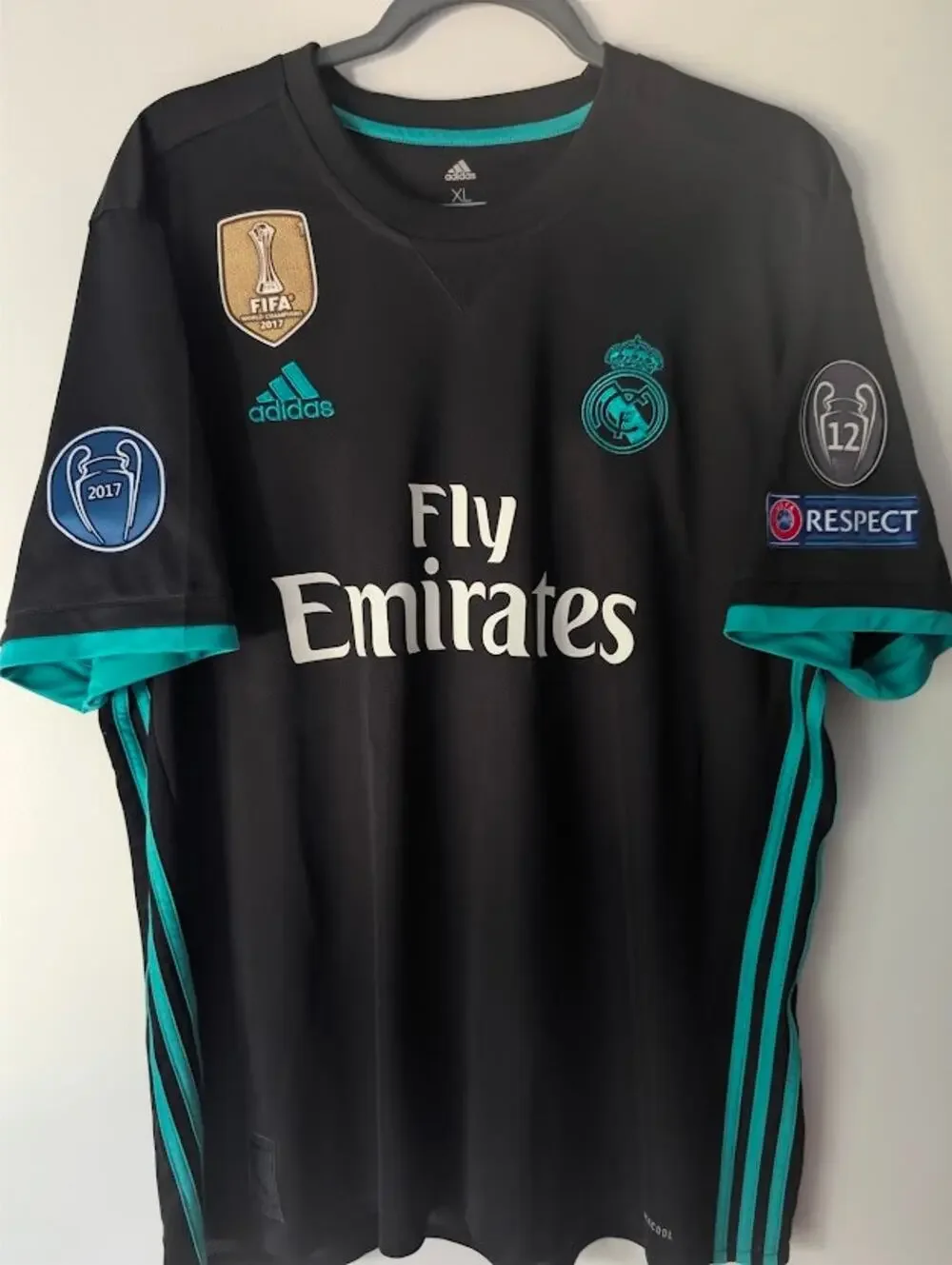 Real Madrid 2017-18 Away Cristiano Ronaldo Jersey Men's XL UCL Fully Patched